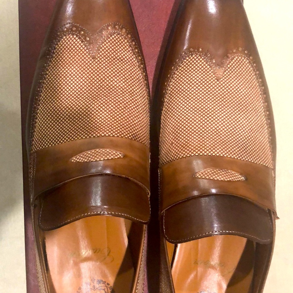 Brown and Beige Loafers